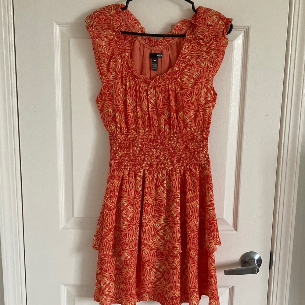 Aqua Vibrant Orange Floral Mini Dress